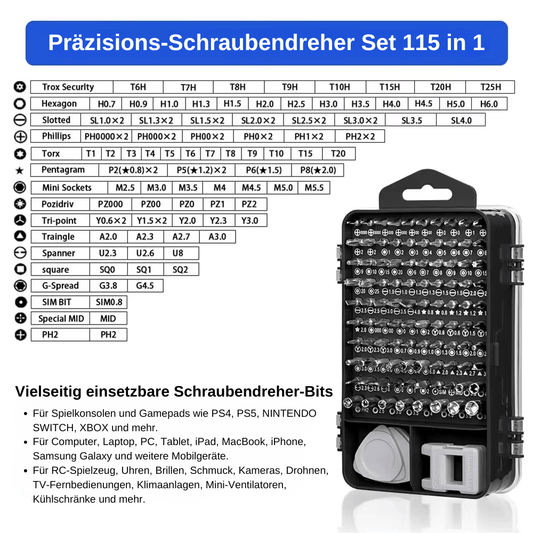 ToolMaster™ – Juego de destornilladores de precisión 115 en 1